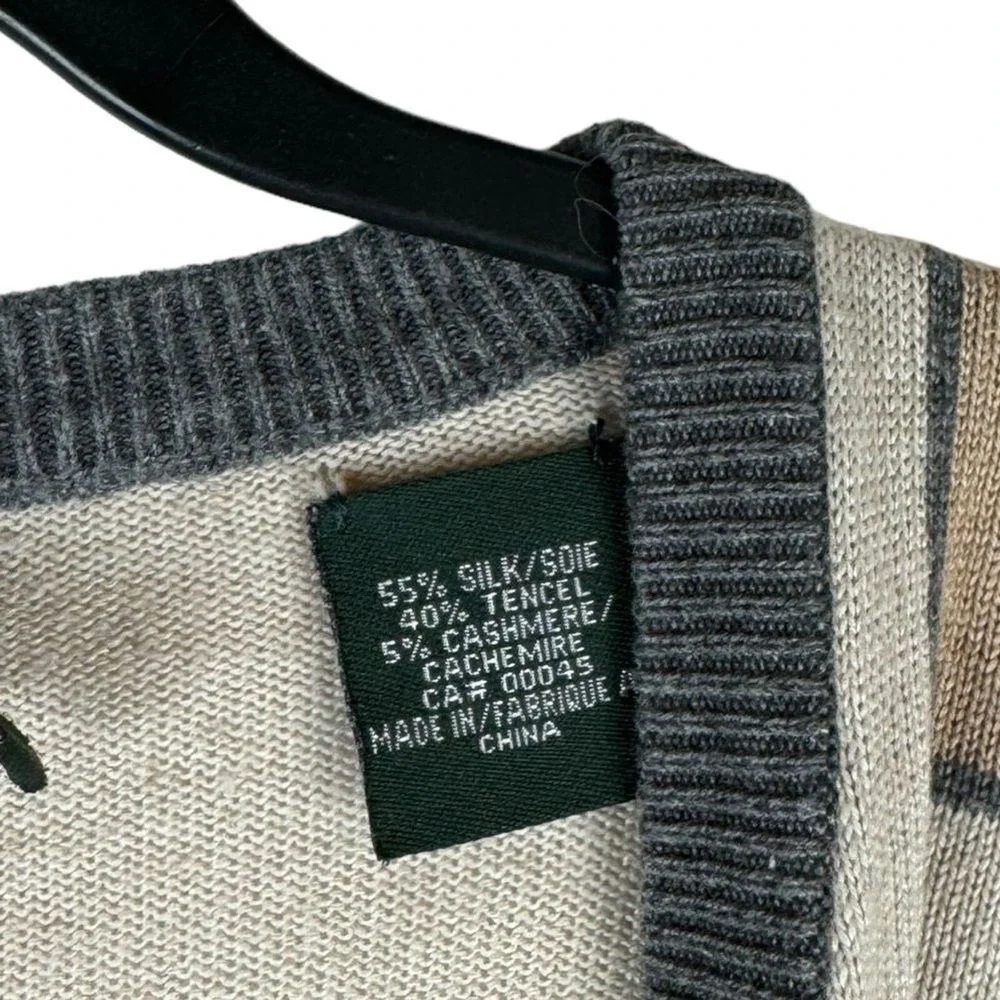 Vintage Tundra Grandpa Sweater Mens Size Large Silk Tencil Cashmere Geometric‎